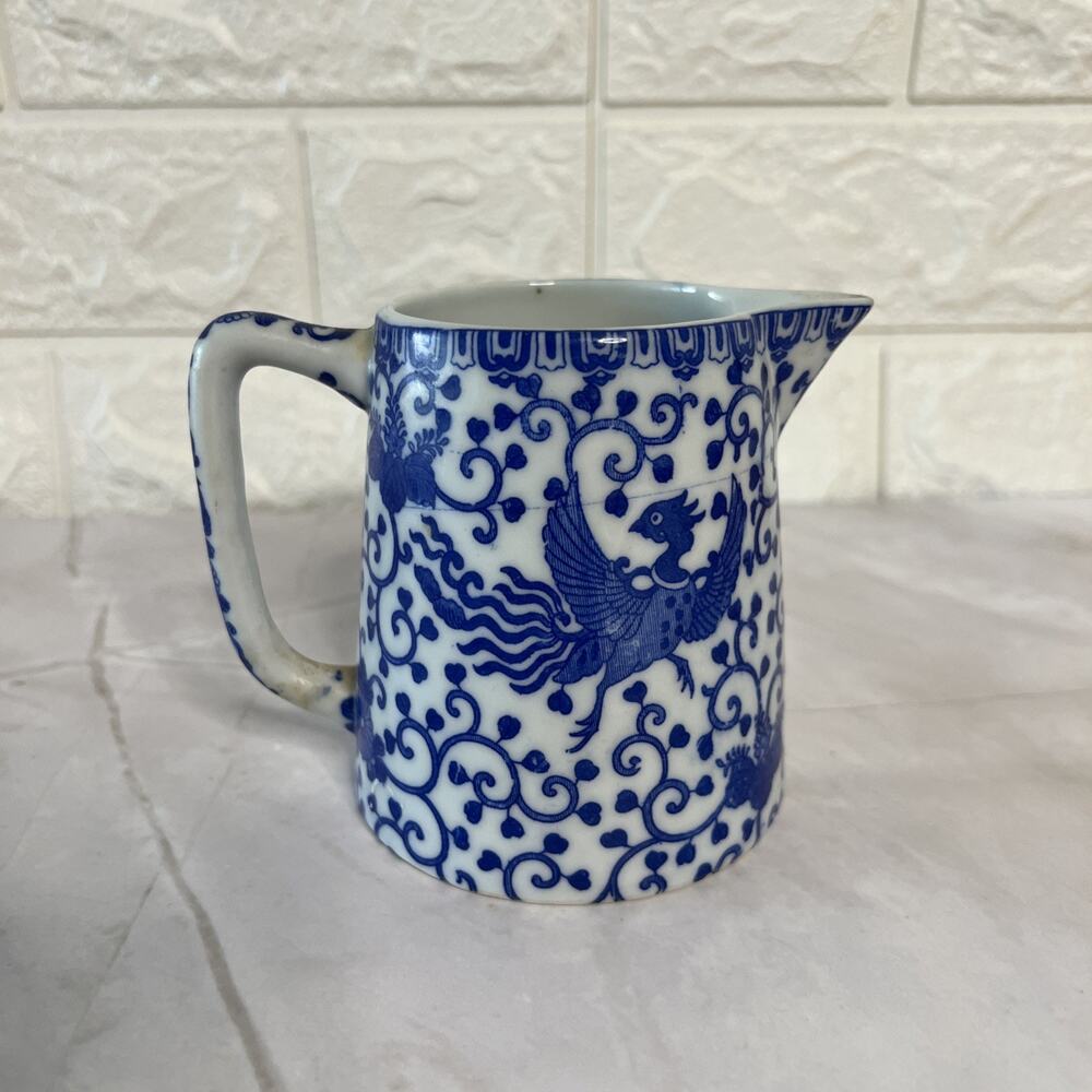 Vintage Blue & White Phoenix Birds Mini Pitcher Creamer – Made in Japan